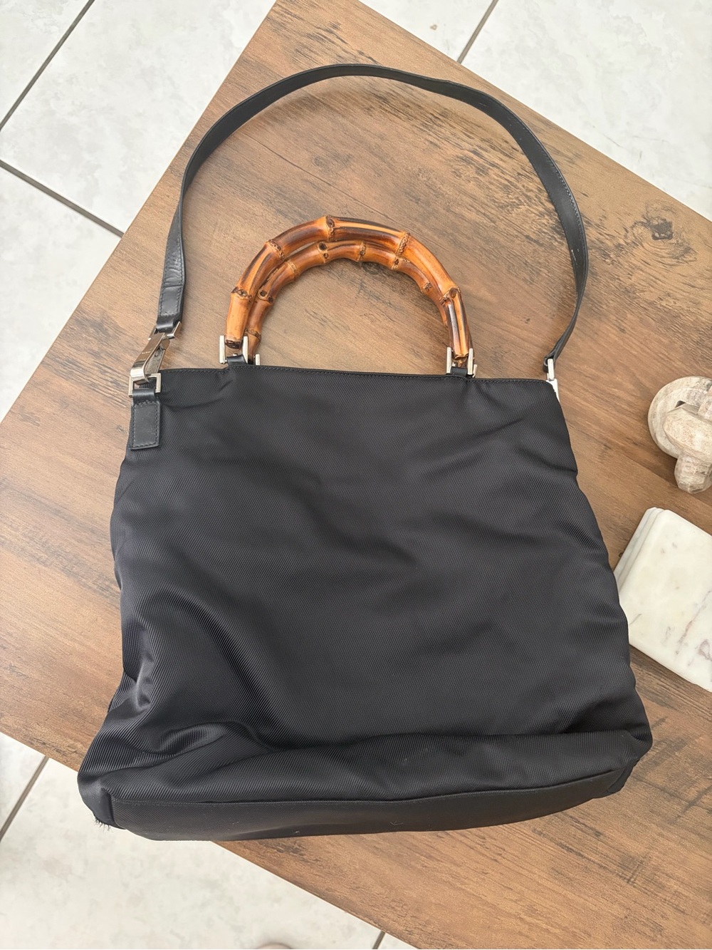 Gucci Black Tote with Bamboo Handles